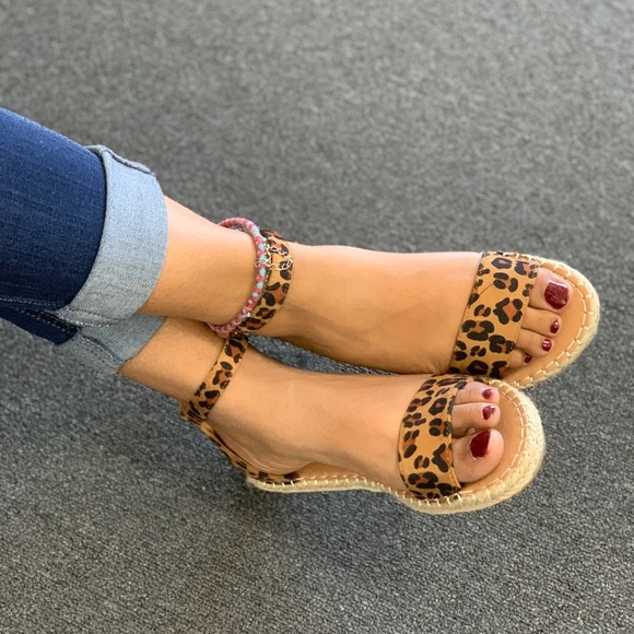 ShopFor_Fun Boutique Shoes - Ladies leopard ankle buckle espadrille